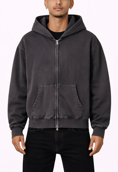 UNDEVELOPED Grey Vintage Wash Zip Hoodie