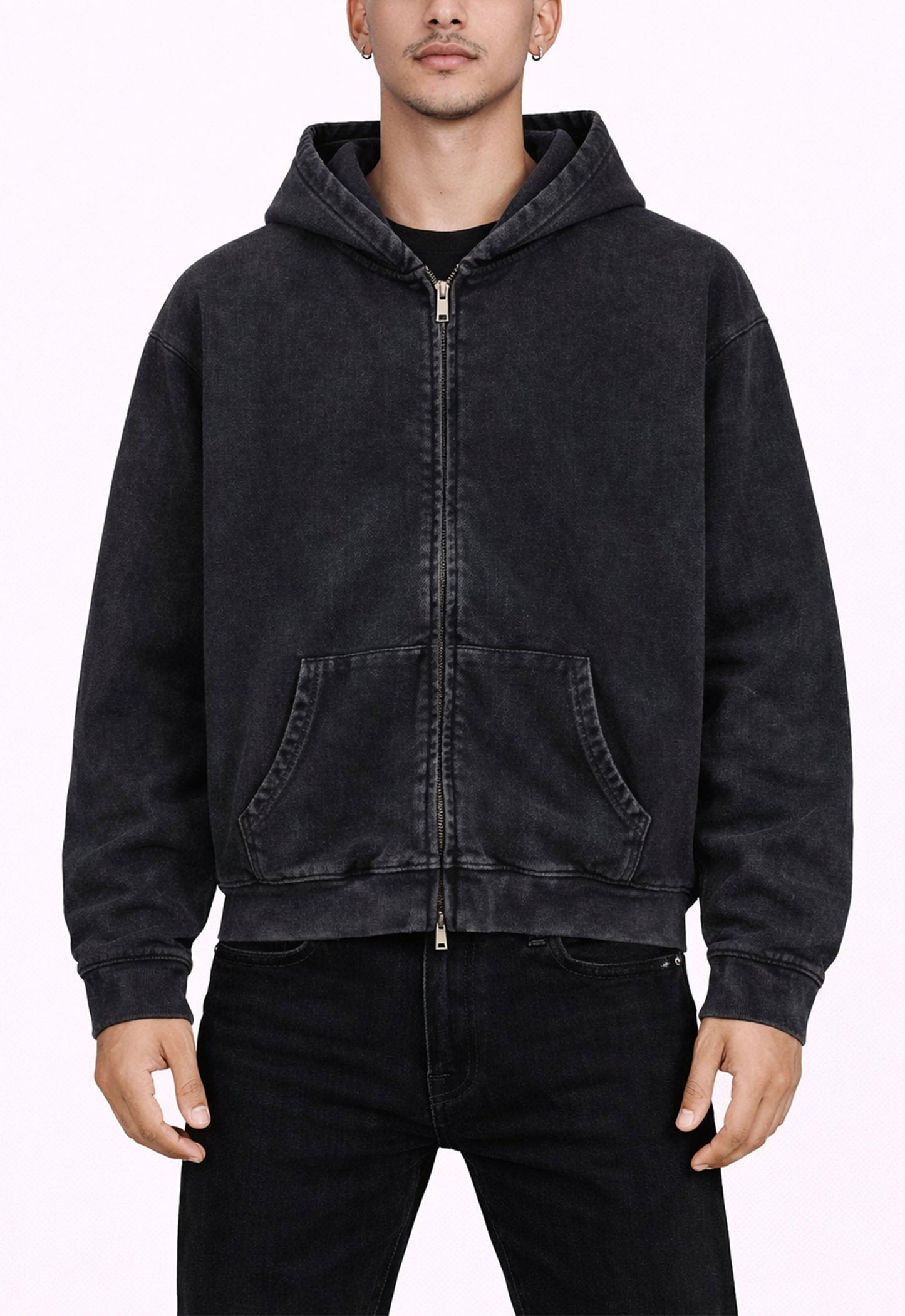UNDEVELOPED Noir Vintage Wash Zip Hoodie