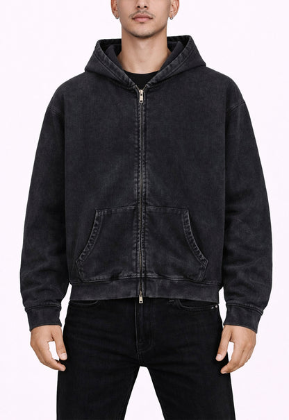 UNDEVELOPED Noir Vintage Wash Zip Hoodie