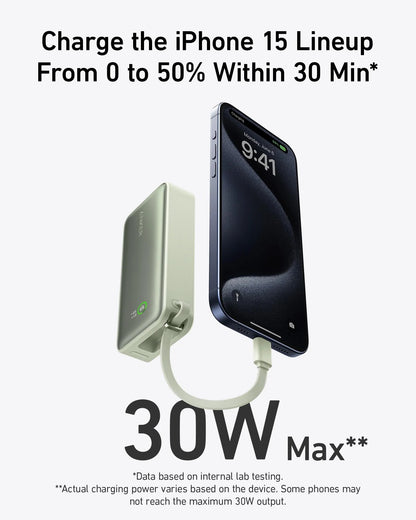 Anker Nano Power Bank (30W, Built-In USB-C Cable) - Mann