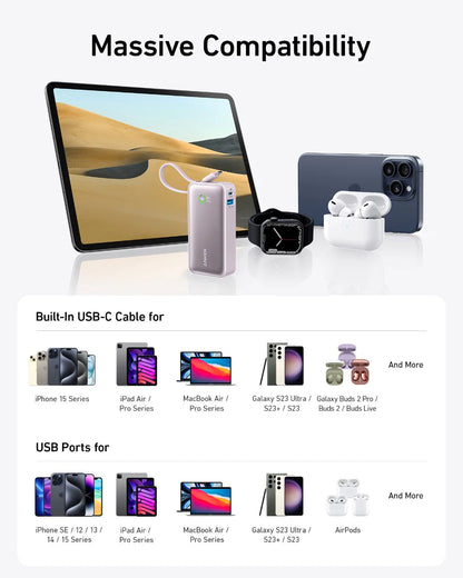 Anker Nano Power Bank (30W, Built-In USB-C Cable) - Mann