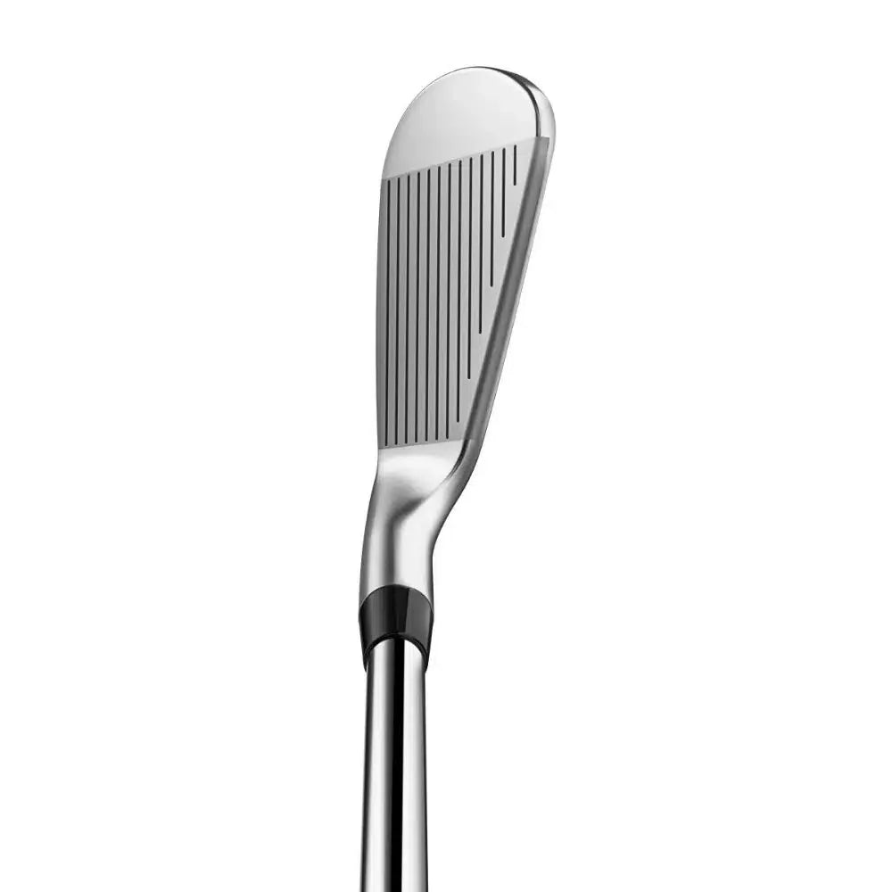 Titleist 2025 T100 iron top view, premium men's golf club with sleek silver finish