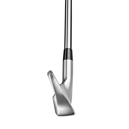 Titleist 2025 T150 Iron golf club toe view, chrome and black, on white background