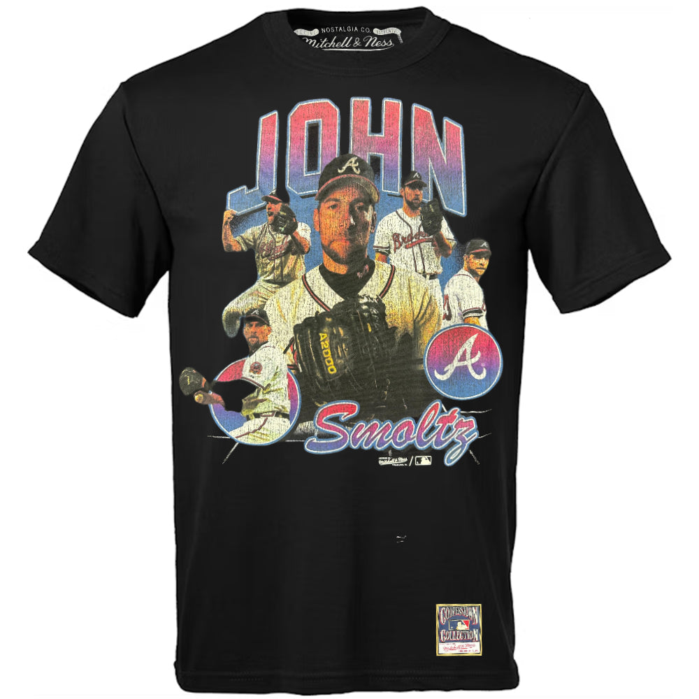 Atlanta Braves - MLB John Smoltz Bootleg Black Short Sleeve T-shirt - Mann