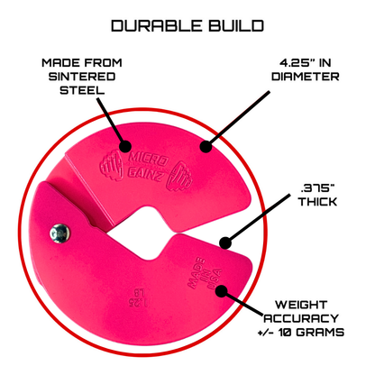 Micro Gainz Pink 1.25LB Dumbbell Fractional Weight Plates