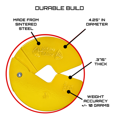 Micro Gainz Yellow 1.25LB Dumbbell Fractional Weight Plates