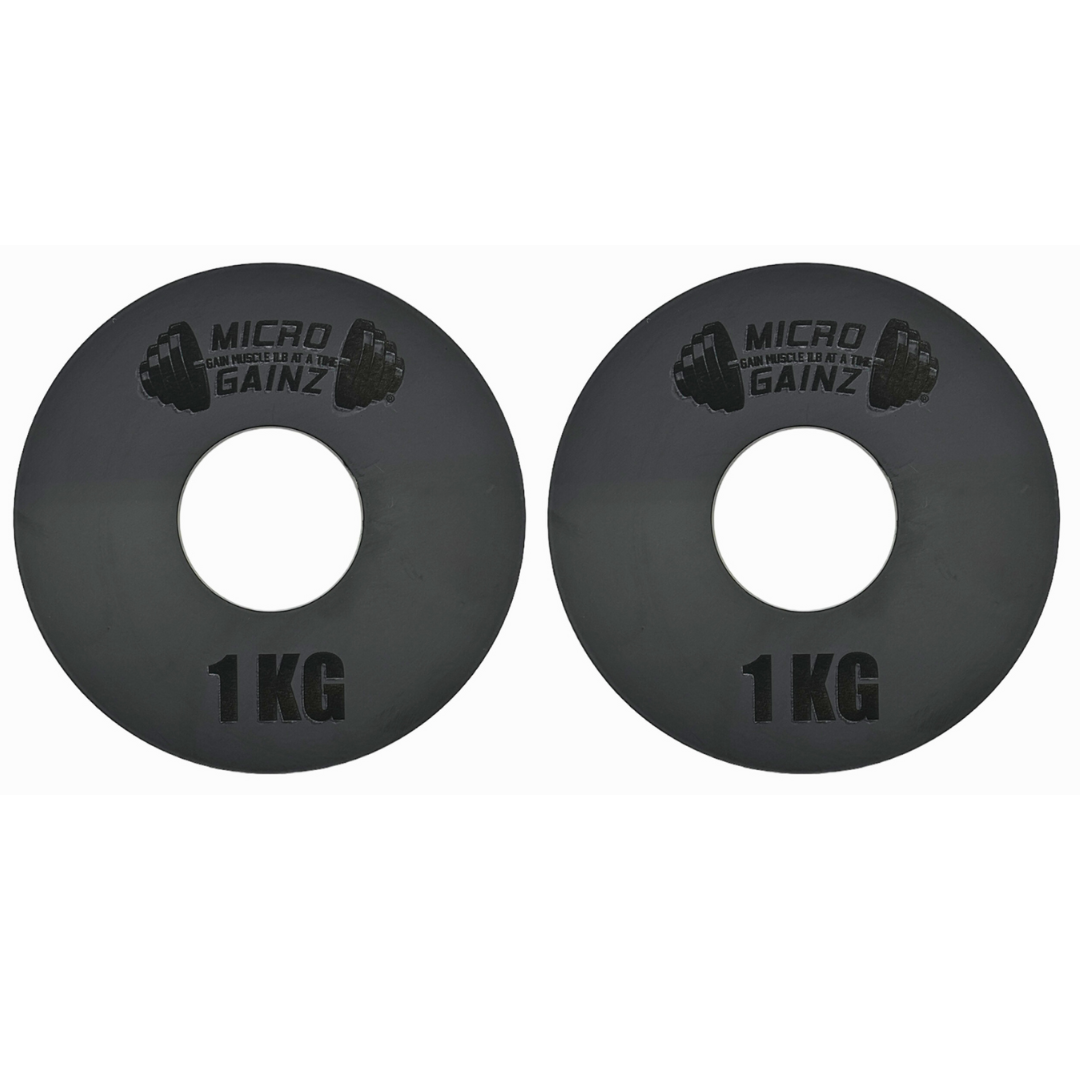 Micro Gainz Olympic Size Kilogram Fractional Steel Weight Plates 1 KG Plates: Set of 2
