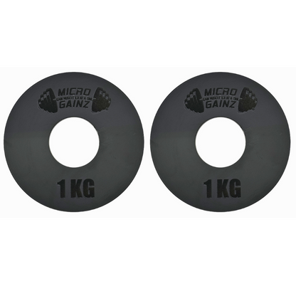 Micro Gainz Olympic Size Kilogram Fractional Steel Weight Plates 1 KG Plates: Set of 2