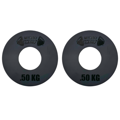 Micro Gainz Olympic Size Kilogram Fractional Steel Weight Plates .50KG Plates: Set of 2