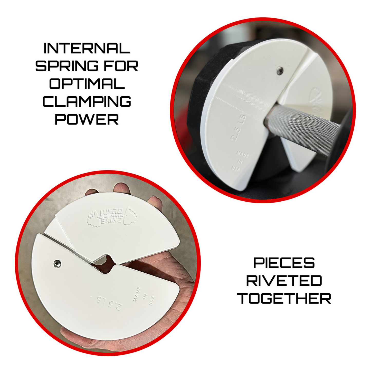 Micro Gainz White 2.5LB Dumbbell Fractional Weight Plates