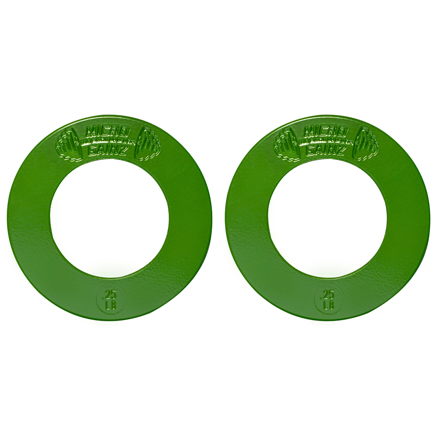Micro Gainz Olympic Size Fractional Weight Plates Pair of Green .25LB Plates
