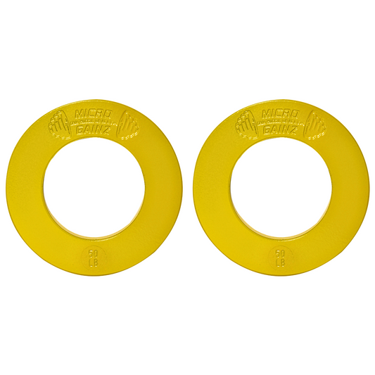 Micro Gainz Olympic Size Fractional Weight Plates Pair of Yellow .50LB Plates