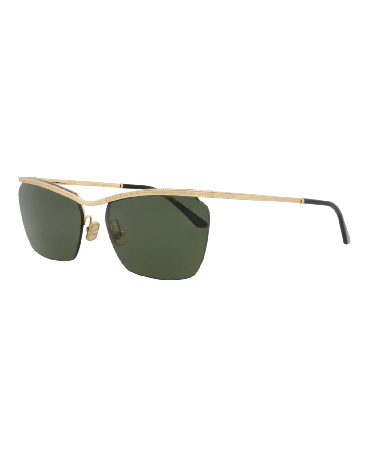 Valentino Square-Frame Metal Sunglasses 'Green/Gold'