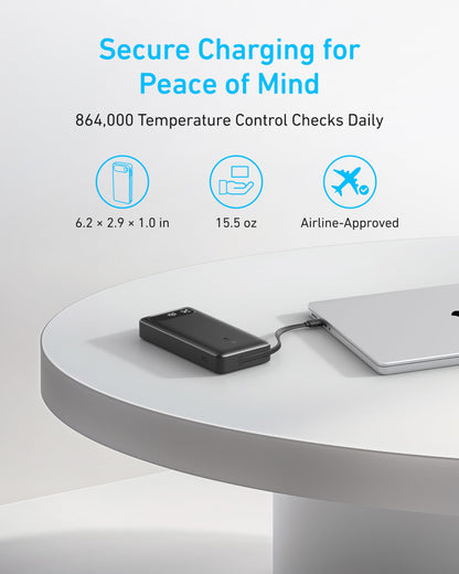 Anker Power Bank (20K, 87W, Built-In USB-C Cable) - Mann