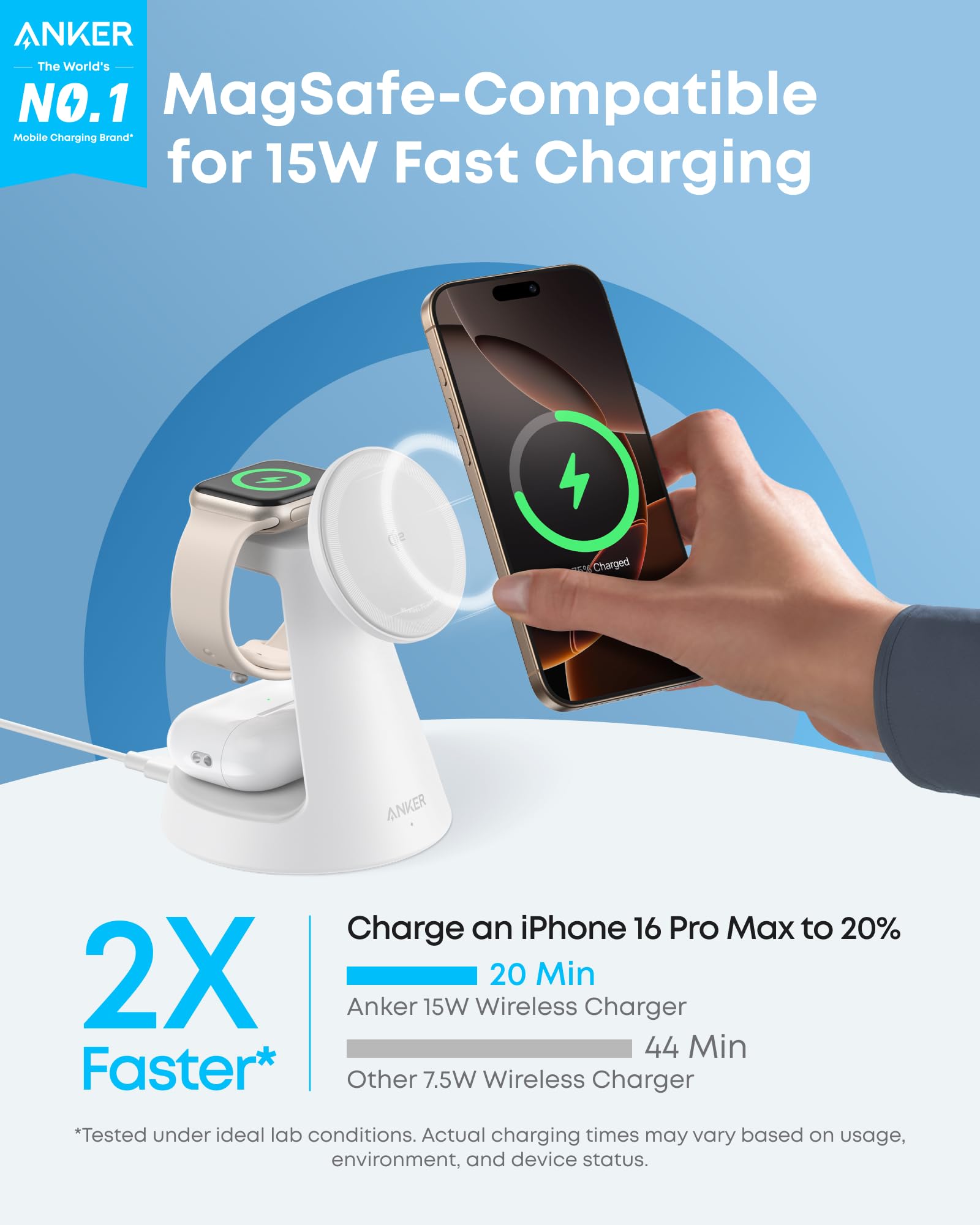 Anker MagGo Wireless Charging Station (3-in-1, Dock Stand) - Mann