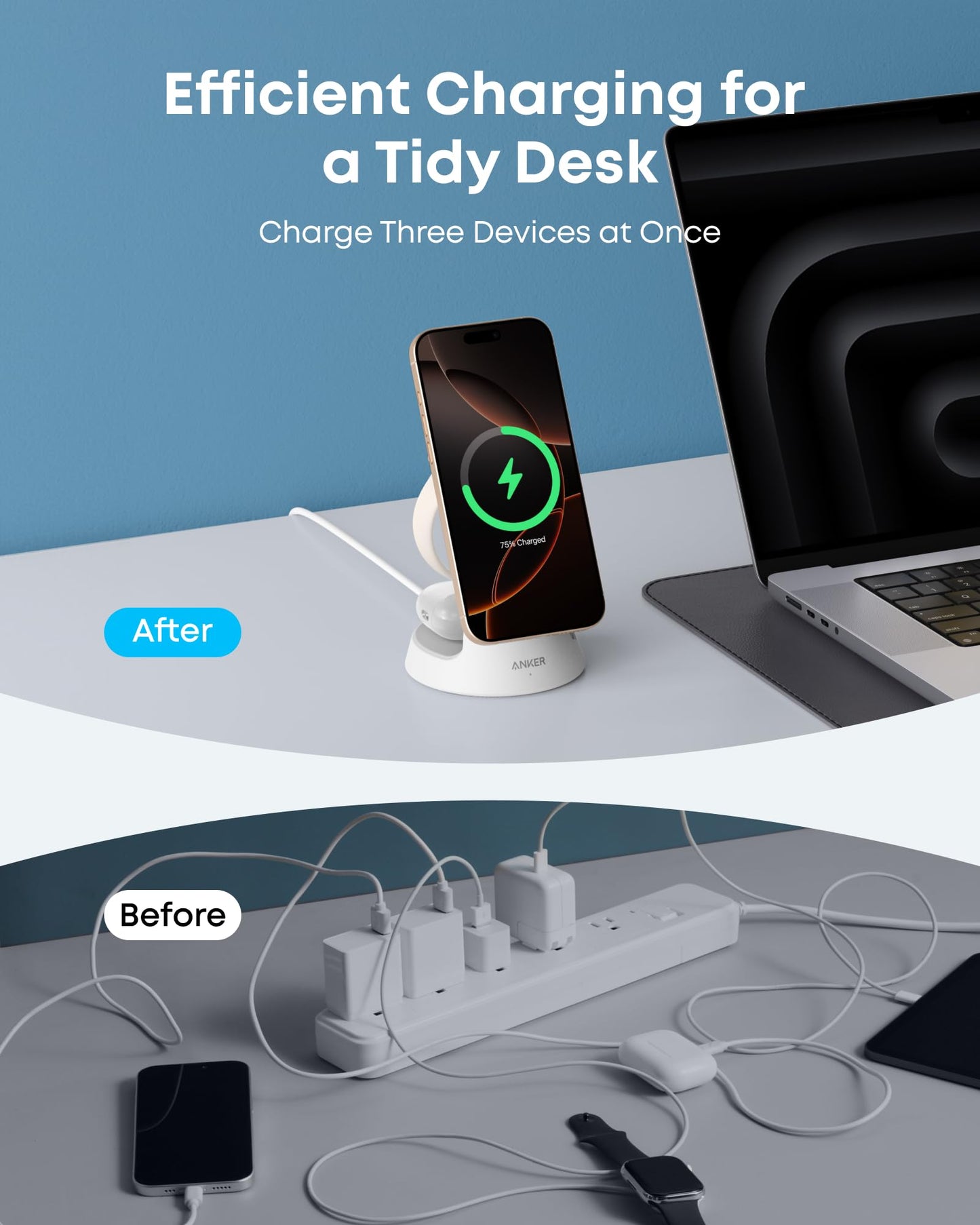 Anker MagGo Wireless Charging Station (3-in-1, Dock Stand) - Mann