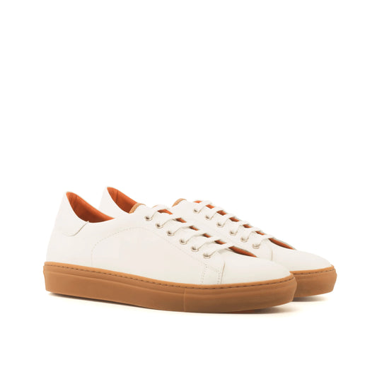 White leather Alon Trainer Sneaker II with brown soles for stylish comfort and durability