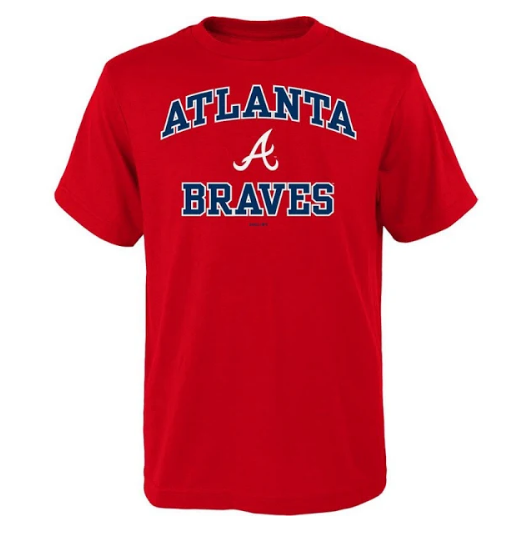 Atlanta Braves - Evergreen Cotton Heart and Soul SS MLB Athletic Red T-Shirt - Mann