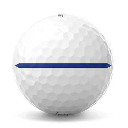 White golf ball with a blue alignment line, curated for men's lifestyle by MANN marketplace