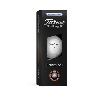 Titleist Pro V1 golf ball in black retail box, premium men's golf accessory