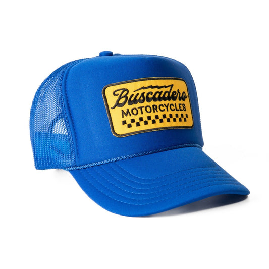 Buscadero Motorcycles 'Banner’ Foam Trucker Hat - Royal Blue