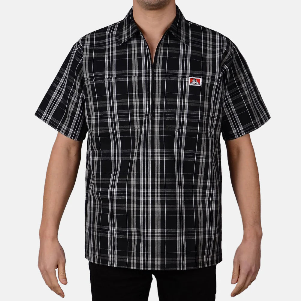 Ben Davis Short Sleeve Plaid 1/2 Zip Shirt - Mann