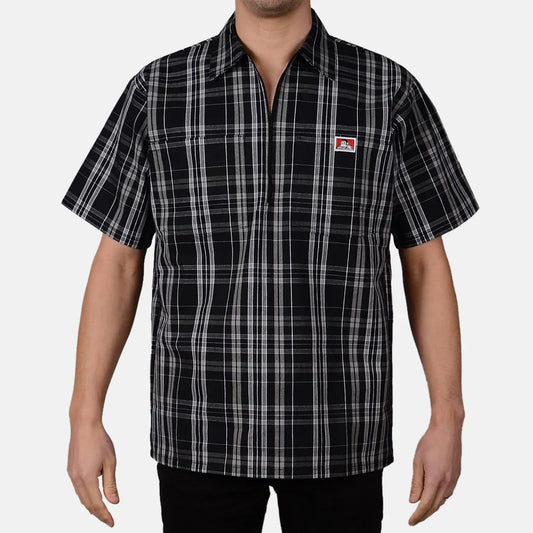 Ben Davis Short Sleeve Plaid 1/2 Zip Shirt - Mann