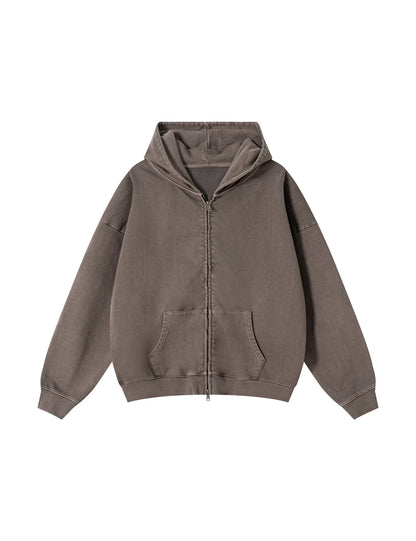UNDEVELOPED Brown Vintage Wash Zip-Up Hoodie