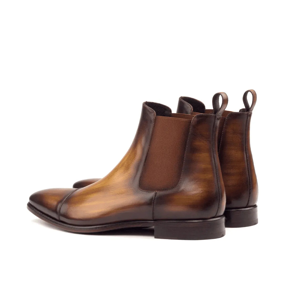 Brown leather Caratacos Patina Chelsea Boots II showcasing elegant patina finish