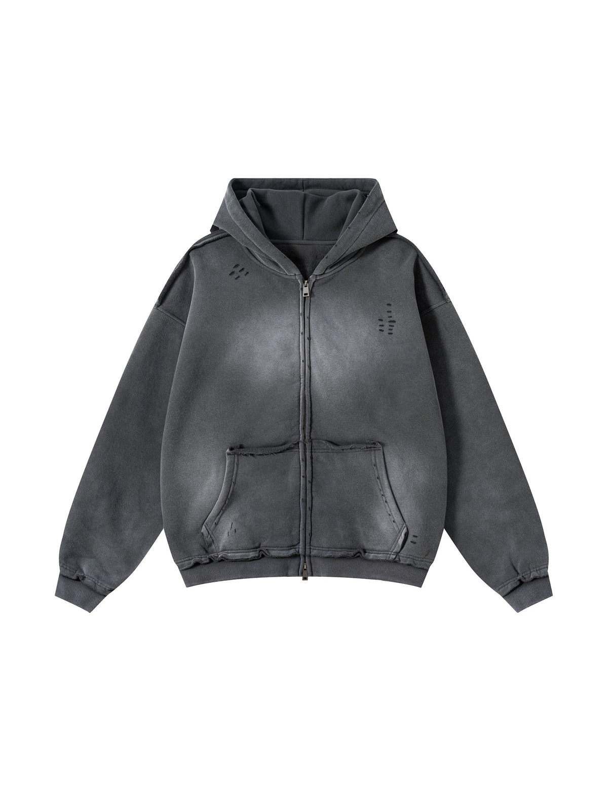 UNDEVELOPED Charcoal Distressed Zip-Up Hoodie