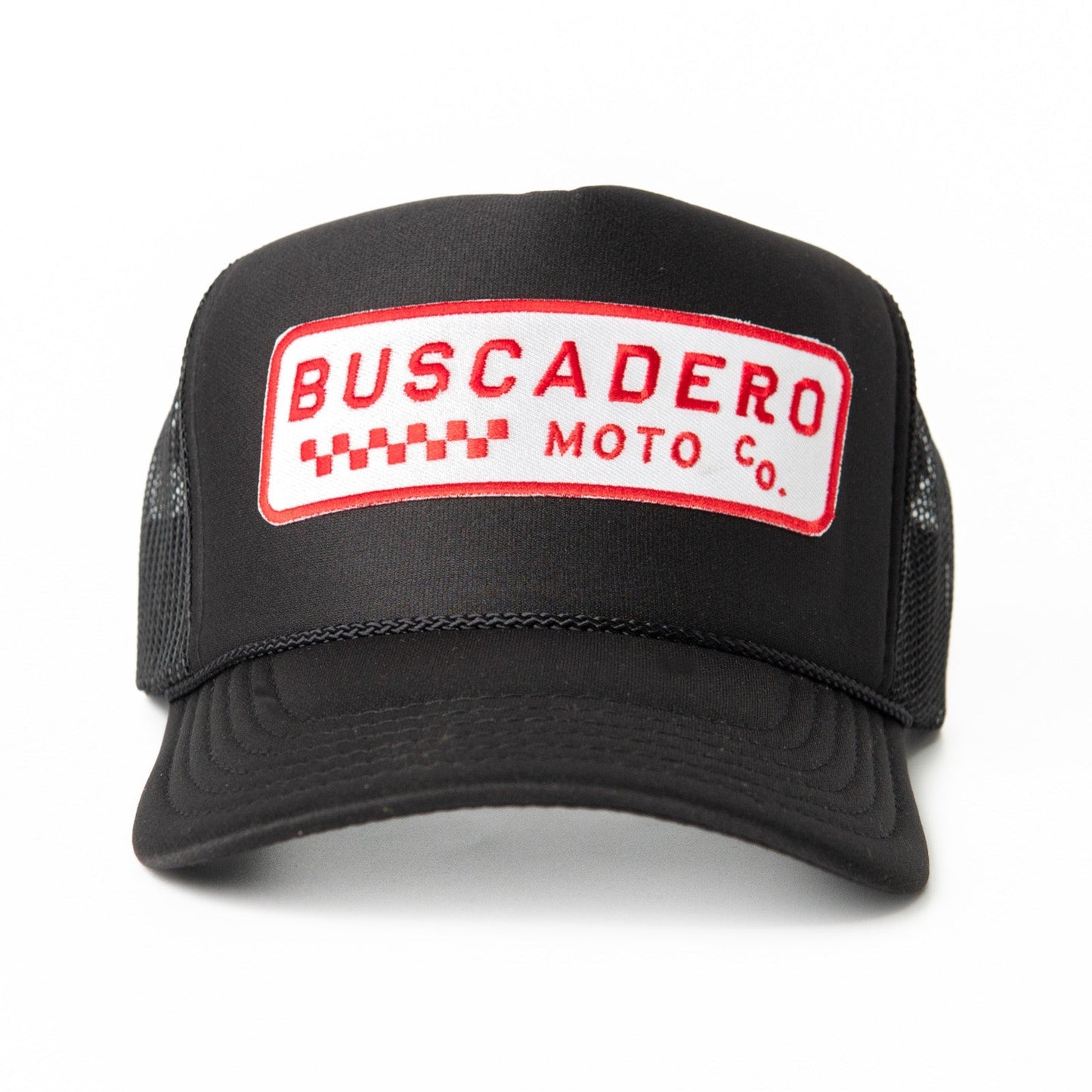 Buscadero Motorcycles 'Checker Moto’ Foam Trucker Hat - Black