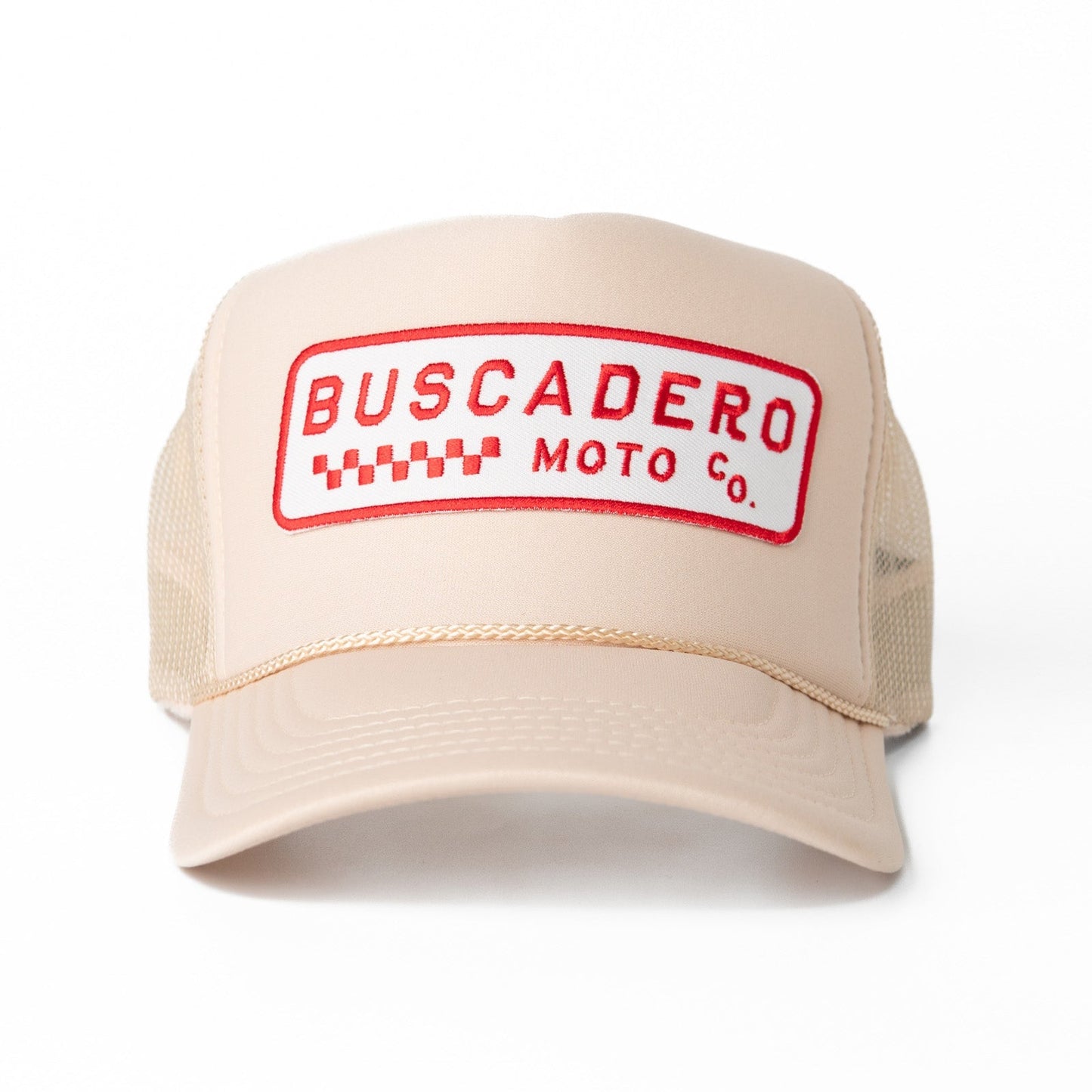 Buscadero Motorcycles 'Checker Moto’ Foam Trucker Hat - Off White