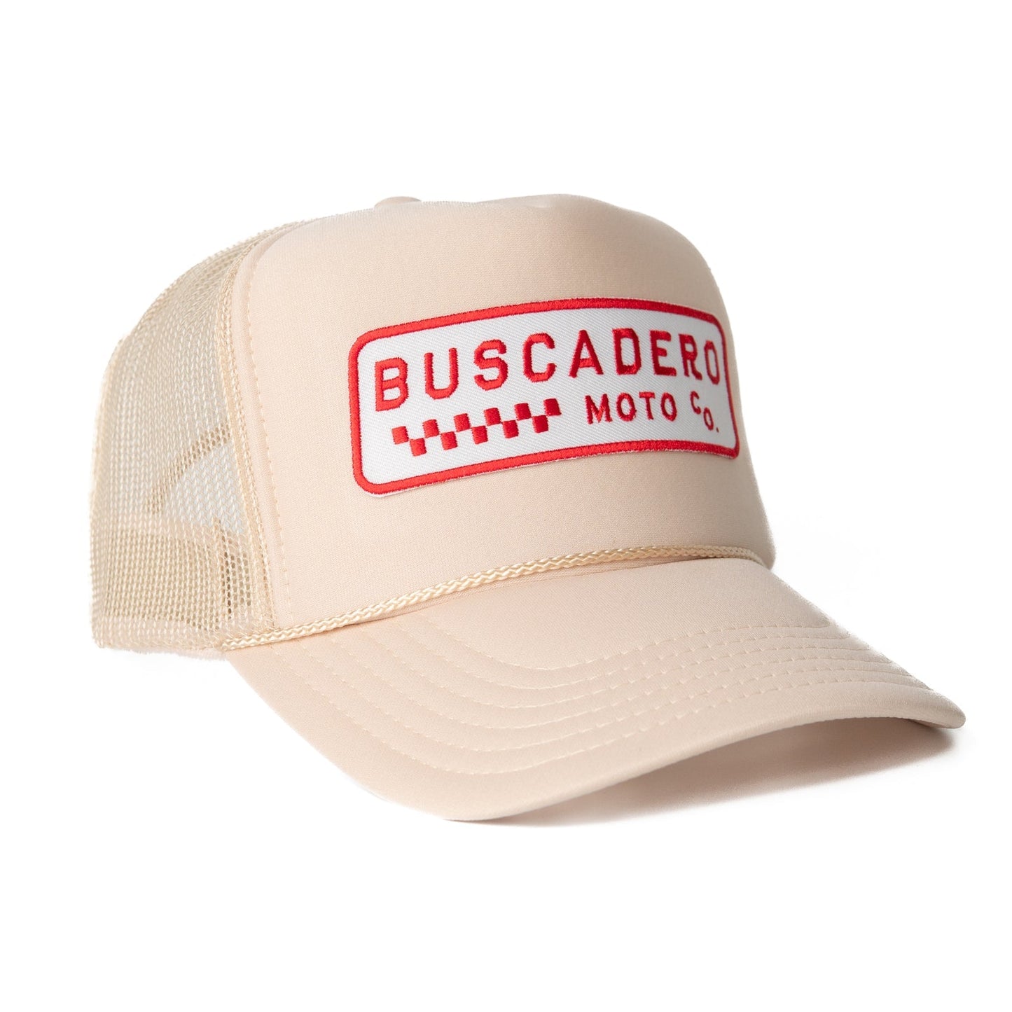 Buscadero Motorcycles 'Checker Moto’ Foam Trucker Hat - Off White