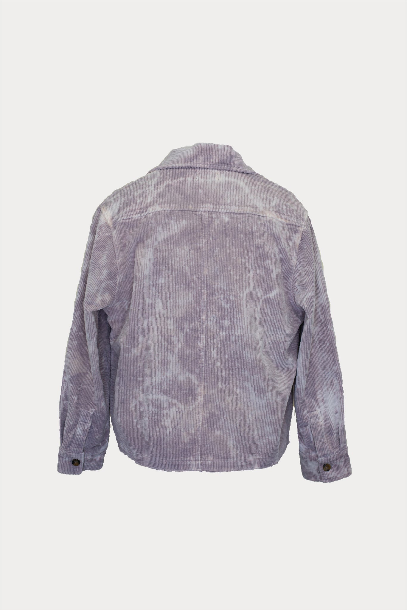 Men's bleached corduroy chore jacket shown from the back, fashion lifestyle apparel