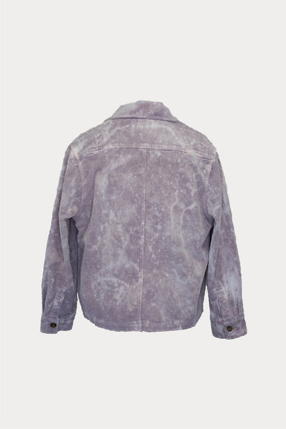 Men's bleached corduroy chore jacket shown from the back, fashion lifestyle apparel