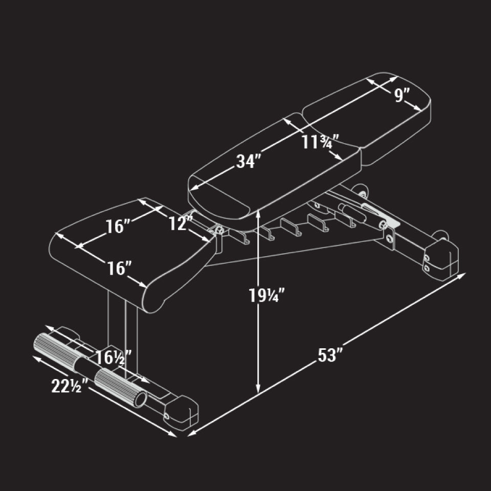XMARK Ox Series Adjustable Flat, Incline, Decline (FID) Weight Bench