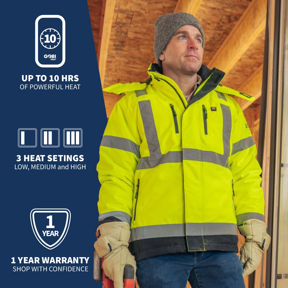 Flash Heated Hi Vis Jacket - Gobi Heat
