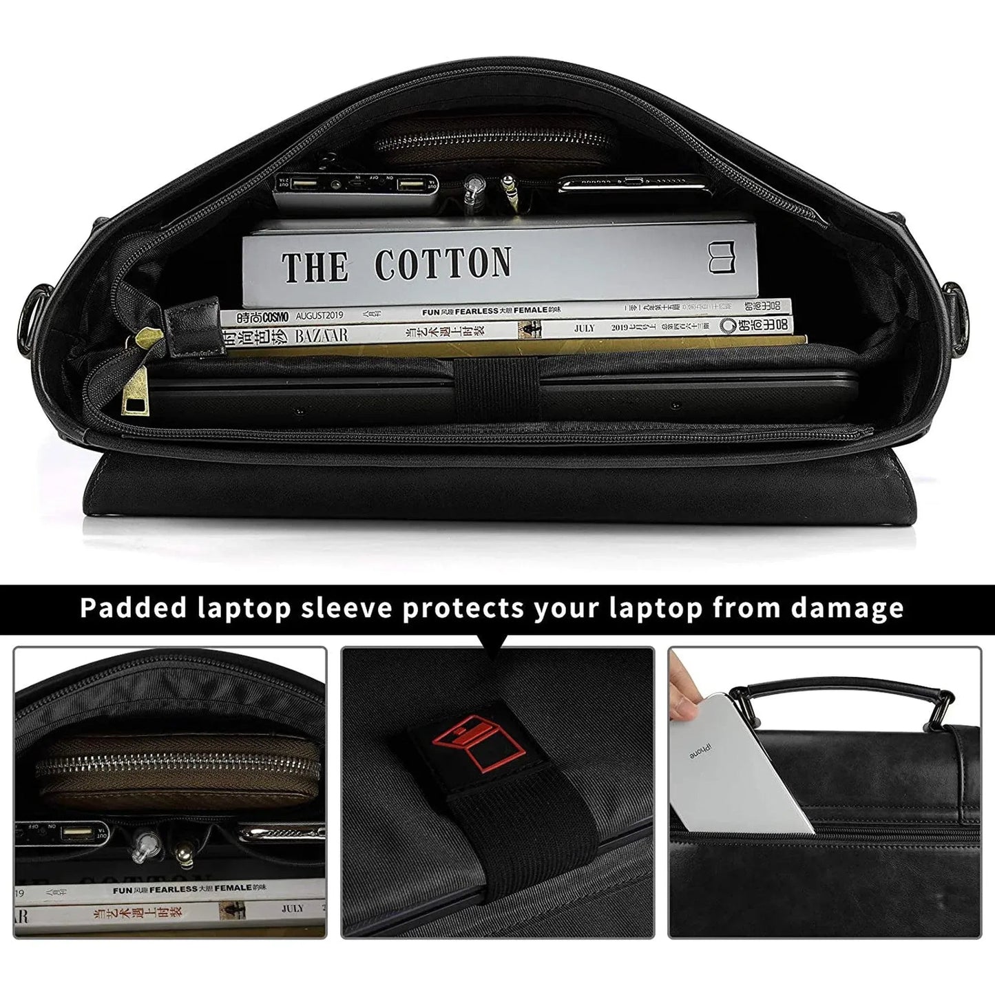 FR Fashion Co. Leather Messenger Bag – Laptop Ready