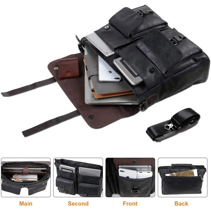 FR Fashion Co. Leather Messenger Bag – Water-Resistant Professional Commute