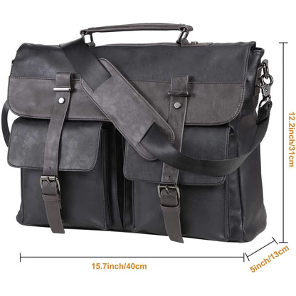 FR Fashion Co. Leather Messenger Bag – Water-Resistant Professional Commute