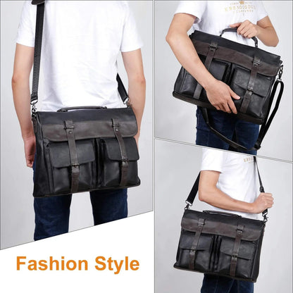 FR Fashion Co. Leather Messenger Bag – Water-Resistant Professional Commute
