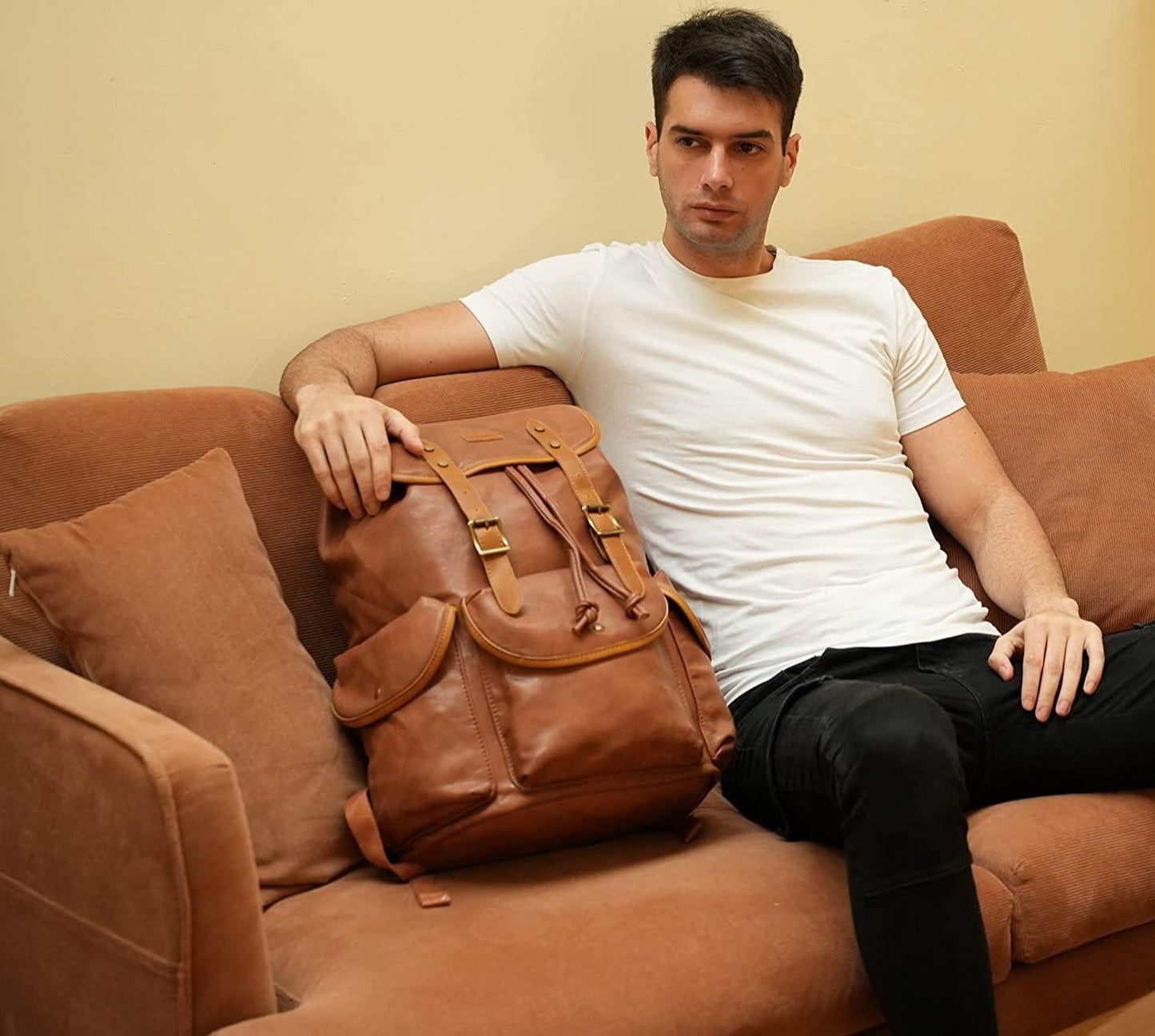 Premium Leather Flap Cover Backpack - FR Fashion Co.