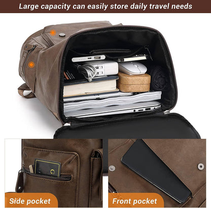FR Fashion Co. Leather Backpack – Water-Resistant Secure Anti-Theft
