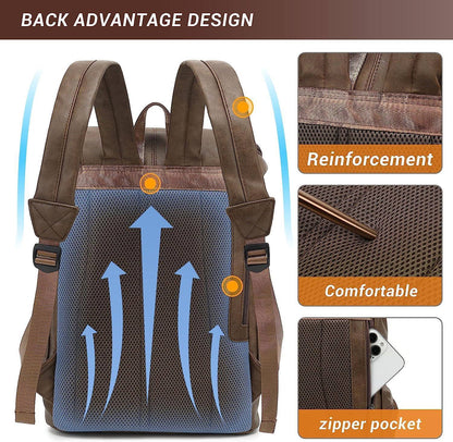 FR Fashion Co. Leather Backpack – Water-Resistant Secure Anti-Theft