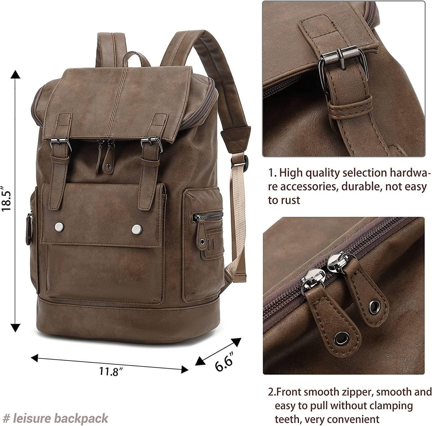 FR Fashion Co. Leather Backpack – Water-Resistant Secure Anti-Theft