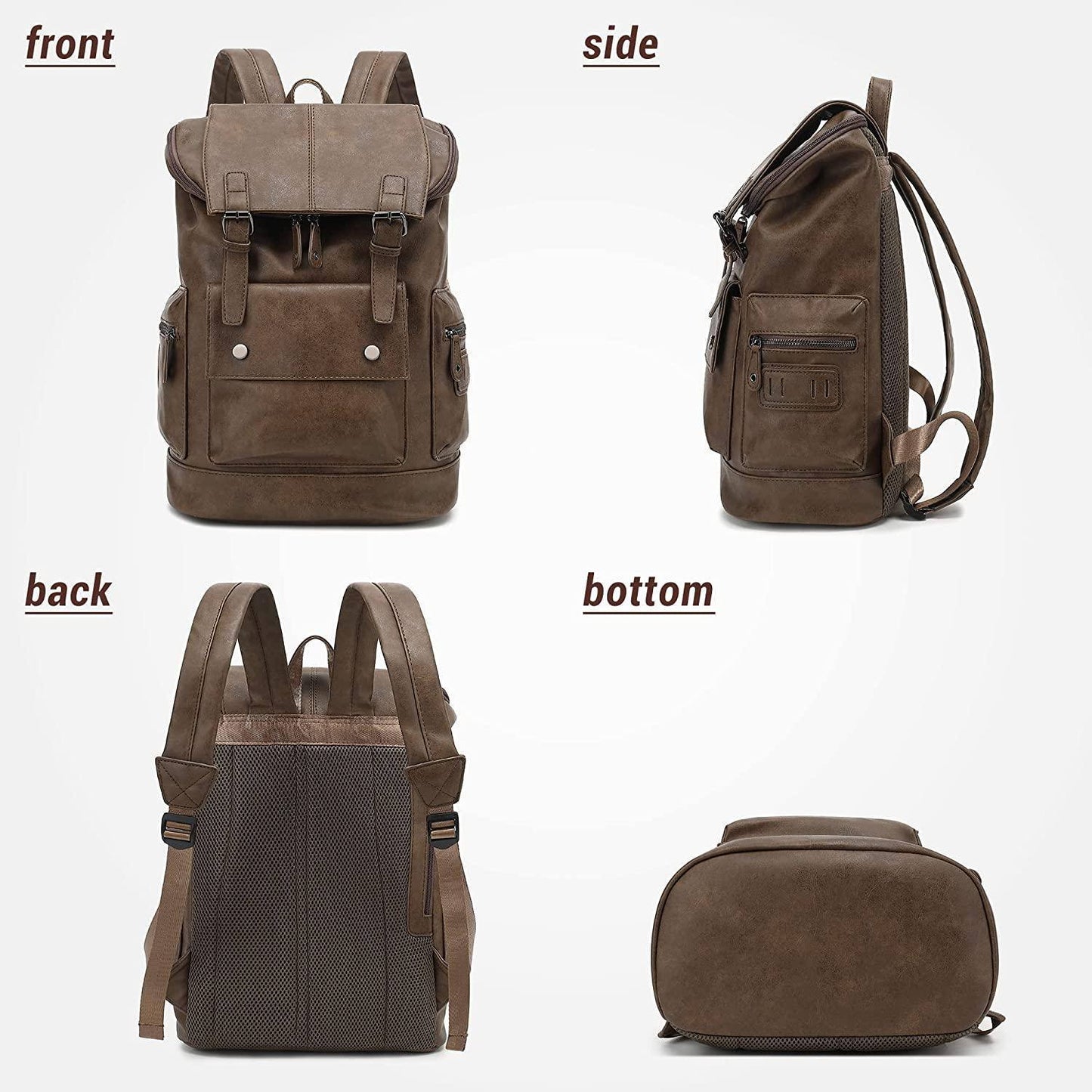 FR Fashion Co. Leather Backpack – Water-Resistant Secure Anti-Theft