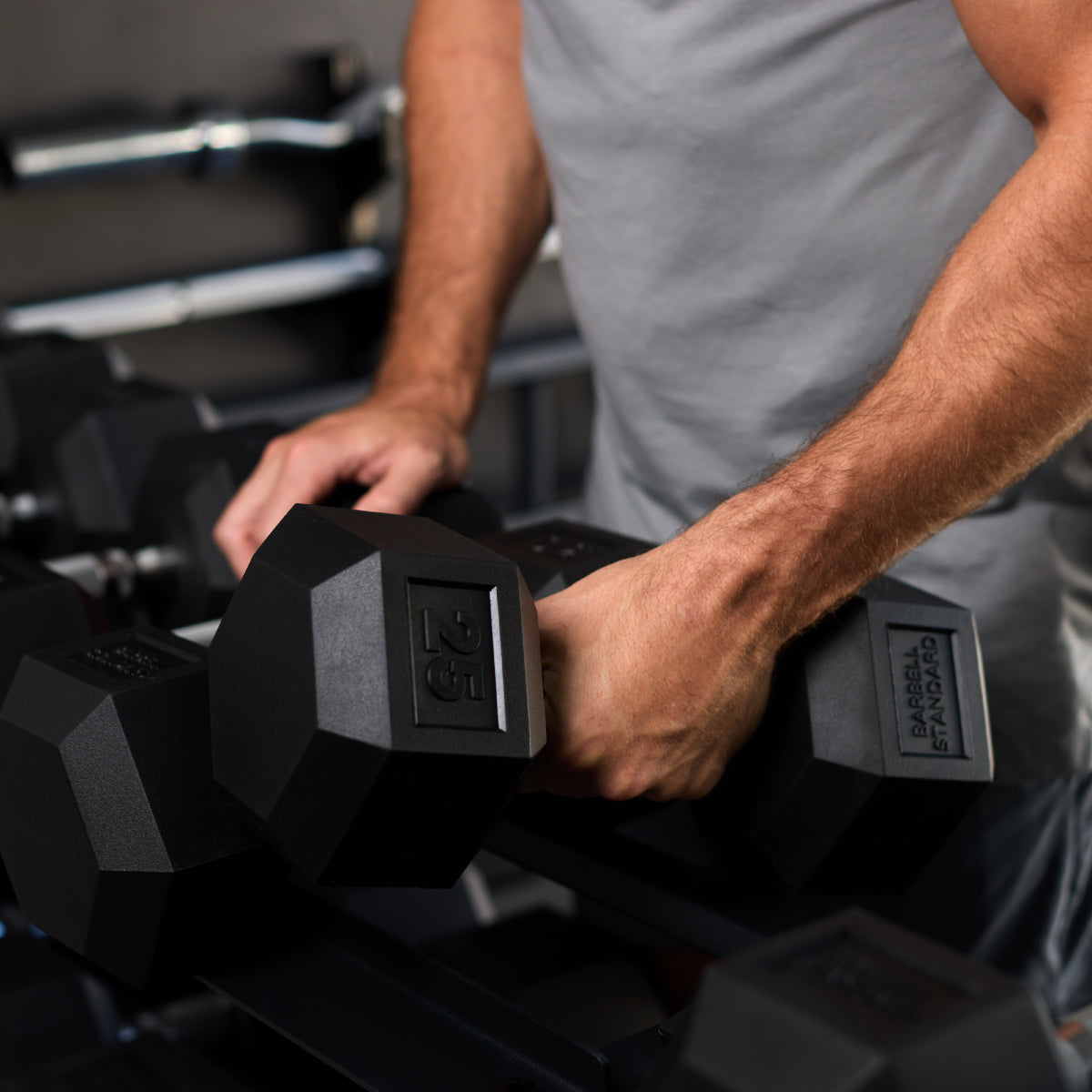 Barbell Standard - Rubber Hex Dumbbells - Mann