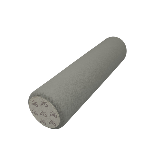 iReliev I AM Leather-Wrapped Cork Stretching and Massage Roller, Gray/White