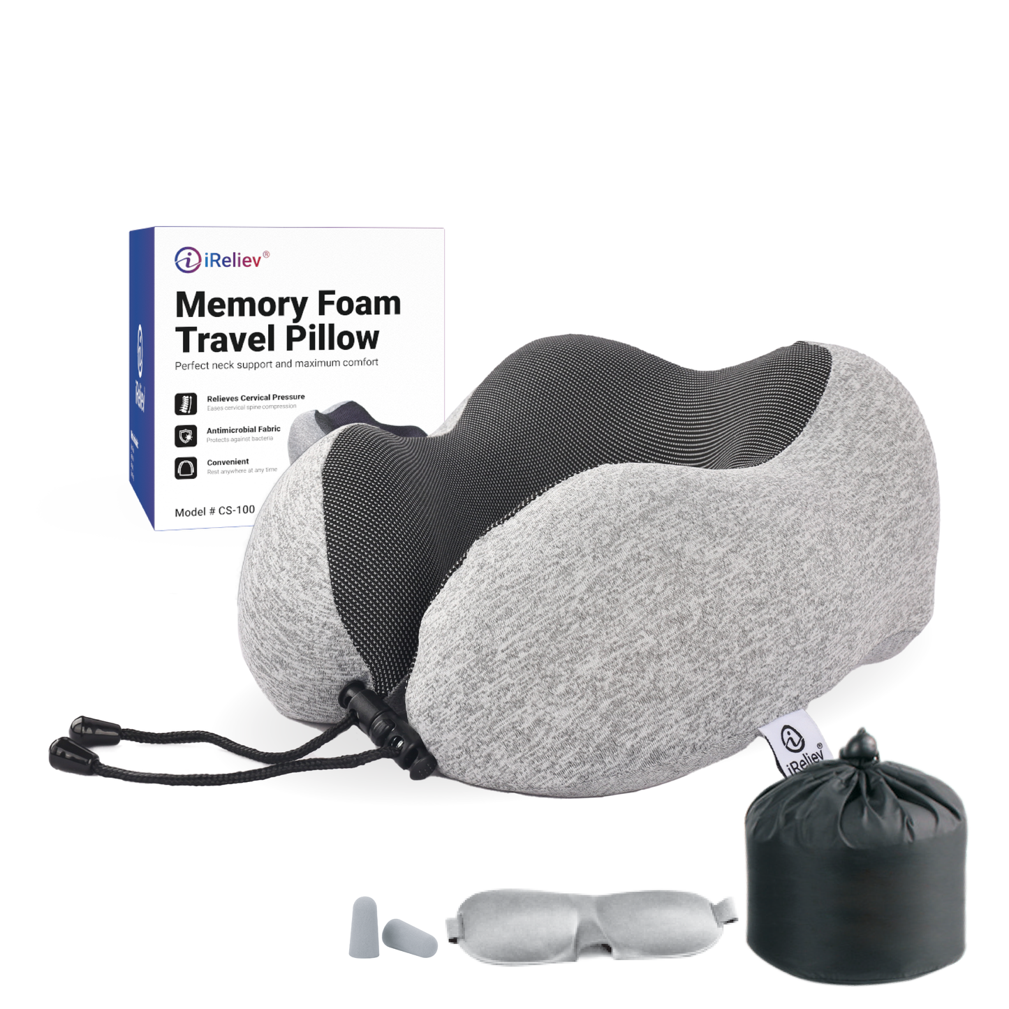 iReliev Memory Foam Travel Pillow