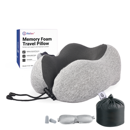 iReliev Memory Foam Travel Pillow